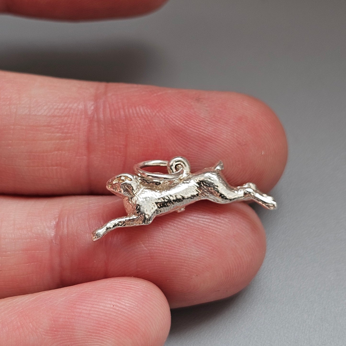 Vintage Sterling Silver Running Hare Charm