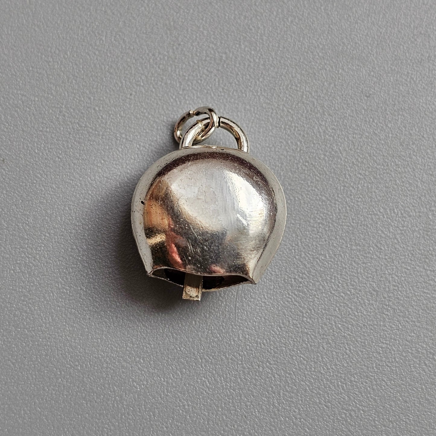Vintage 800 Silver Blue Floral Enamel Cowbell Charm