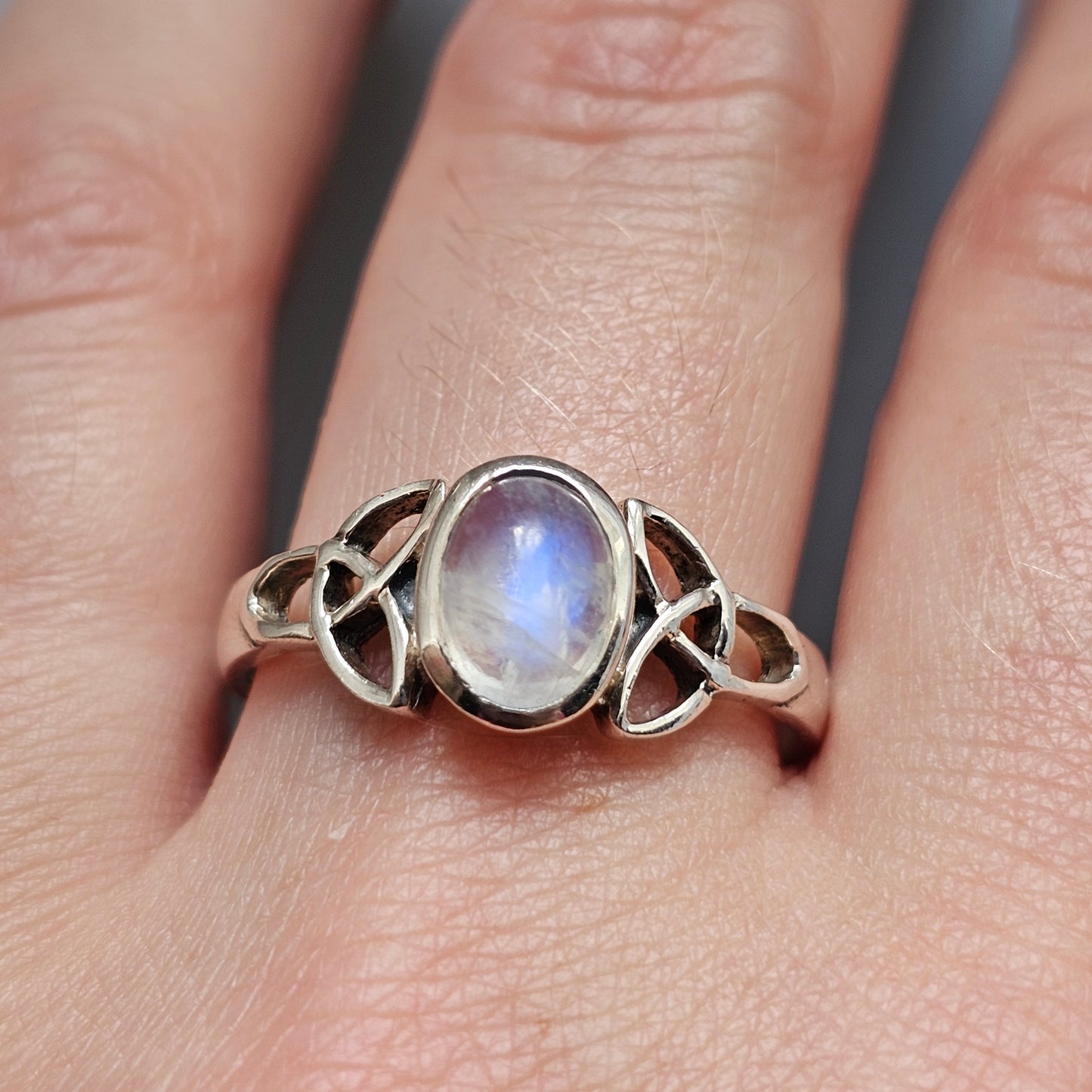 Sterling Silver Moonstone Celtic Knot Ring