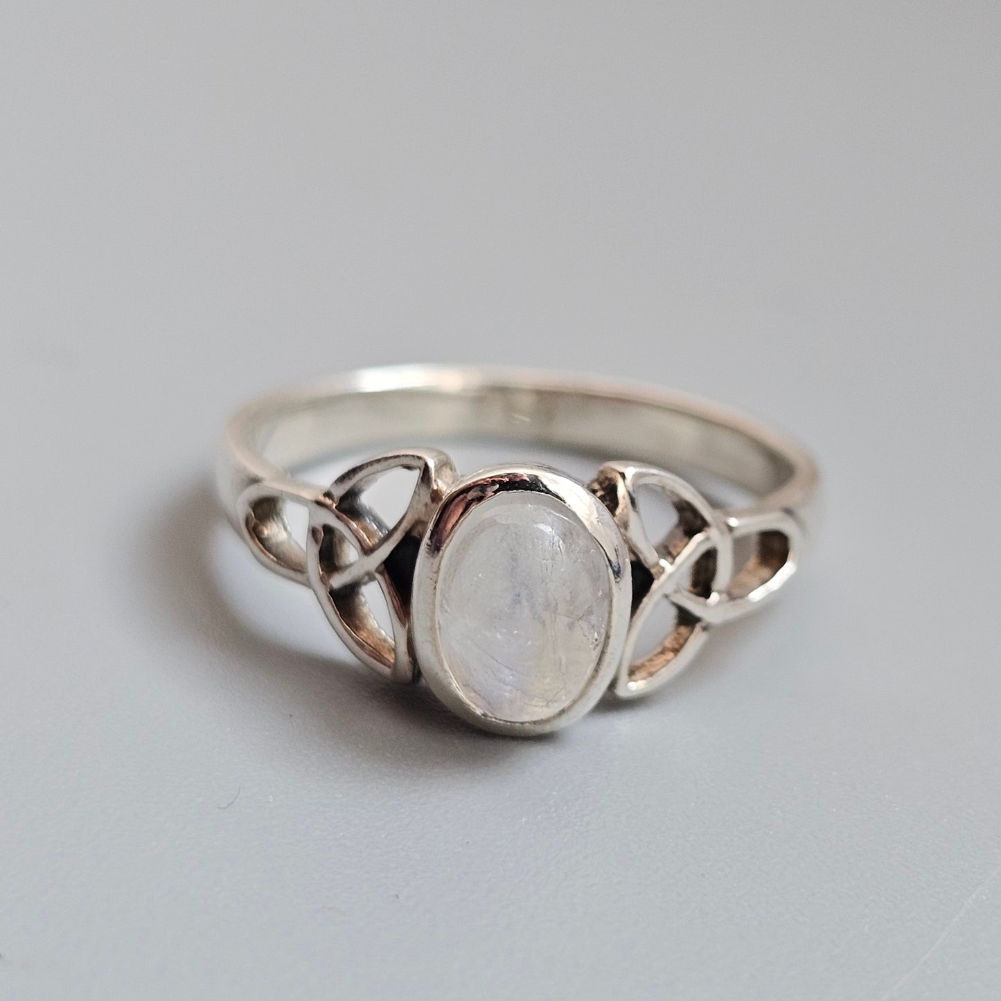Sterling Silver Moonstone Celtic Knot Ring