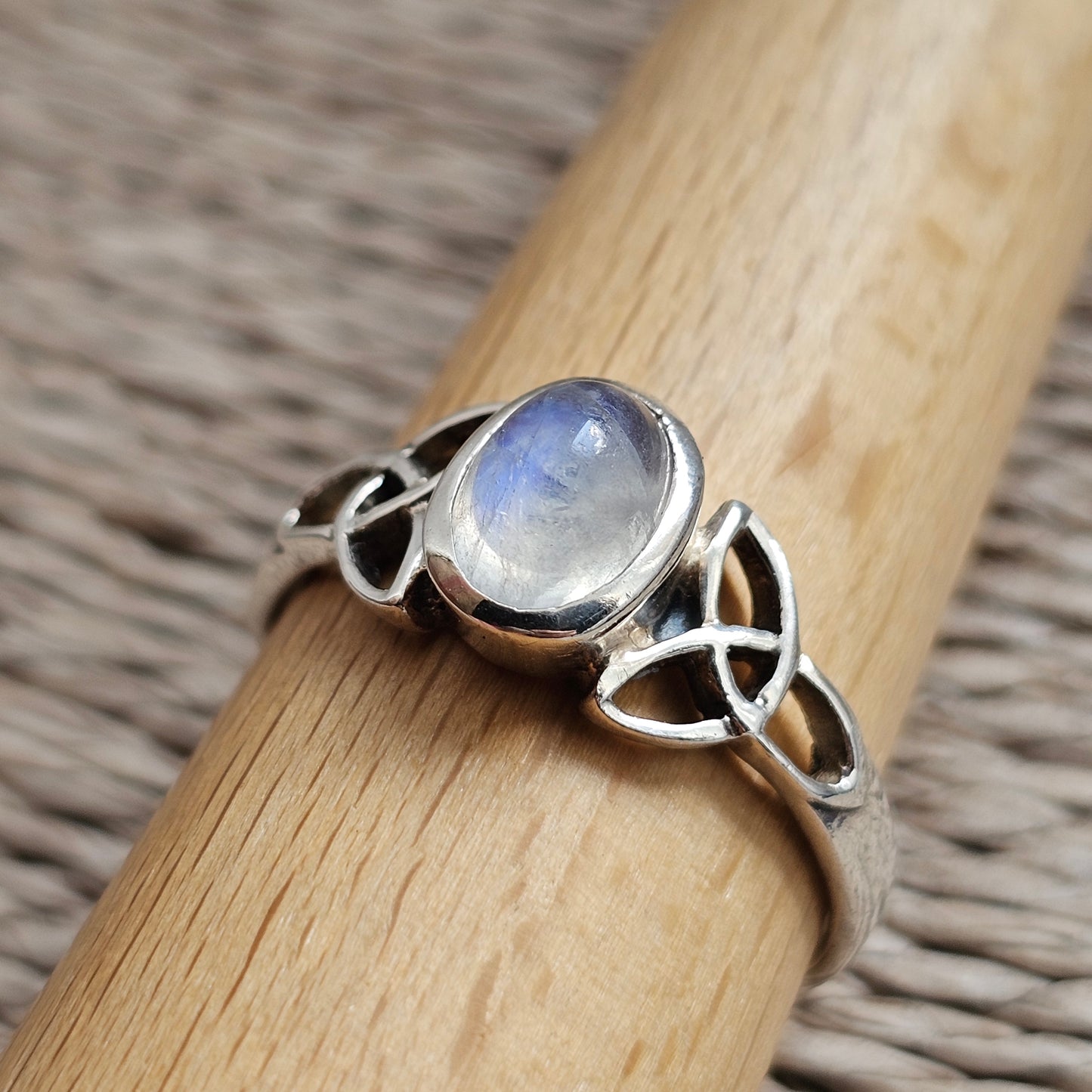 Sterling Silver Moonstone Celtic Knot Ring