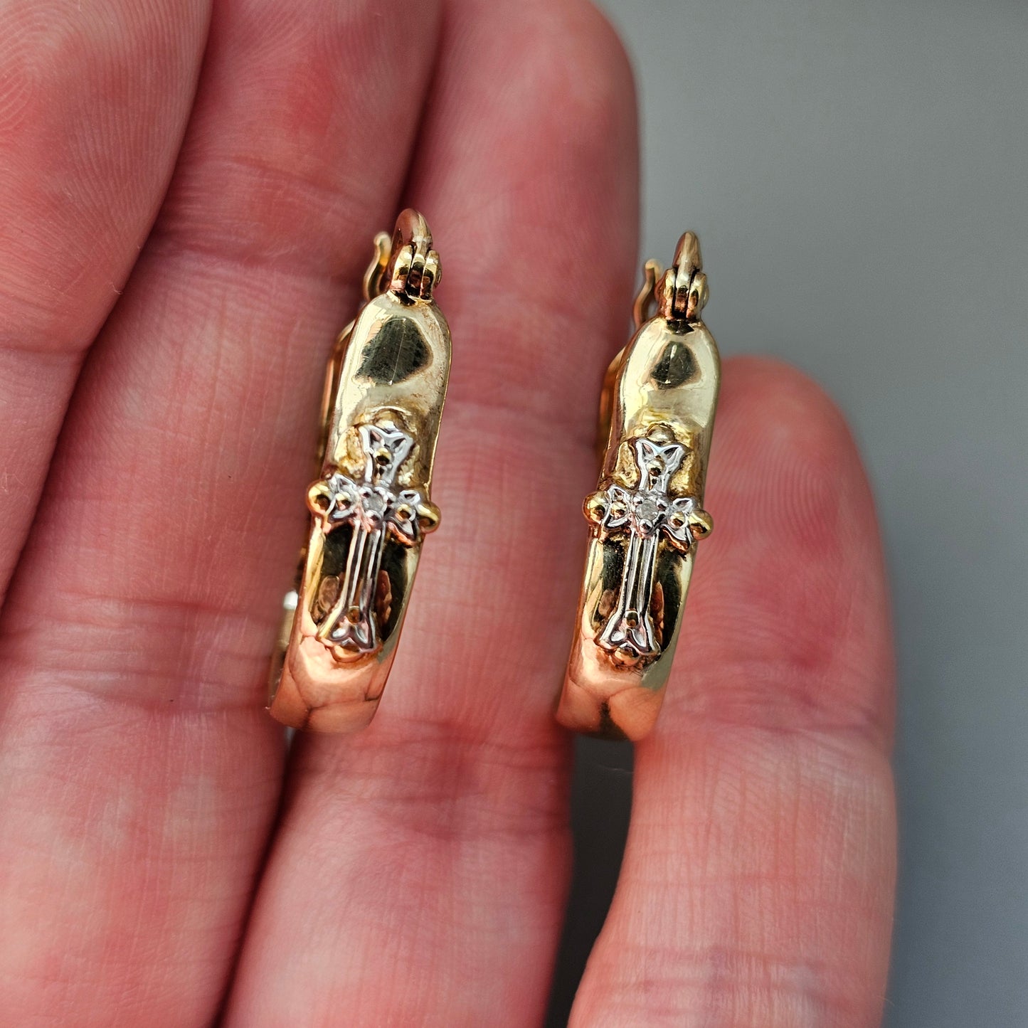 Bradford Exchange Gold Plated Sterling Silver Faith Hoop Earrings
