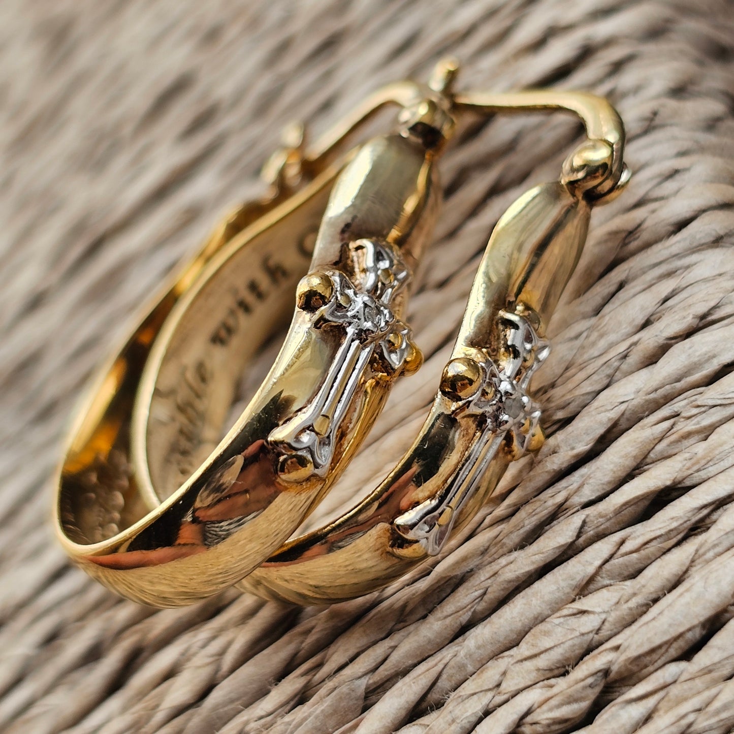 Bradford Exchange Gold Plated Sterling Silver Faith Hoop Earrings
