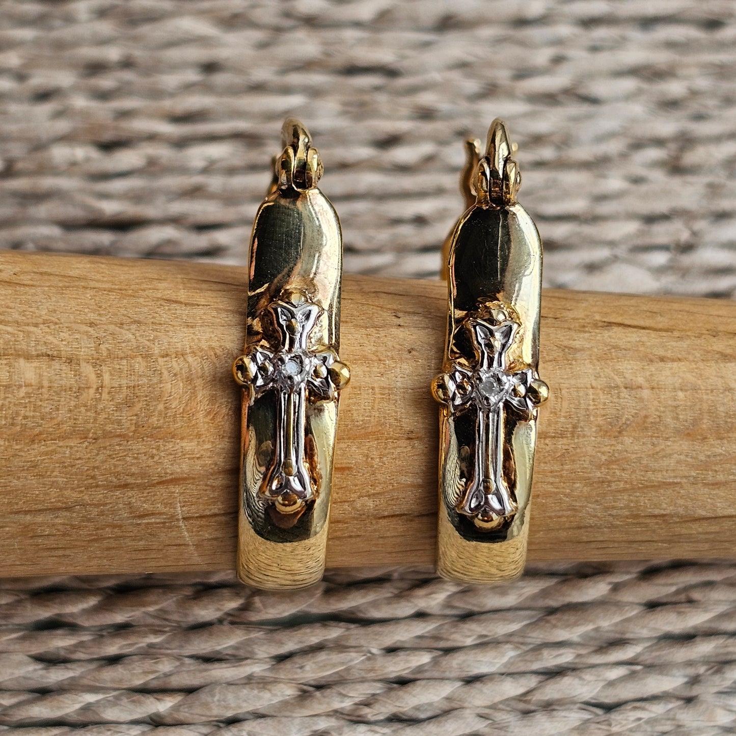 Bradford Exchange Gold Plated Sterling Silver Faith Hoop Earrings