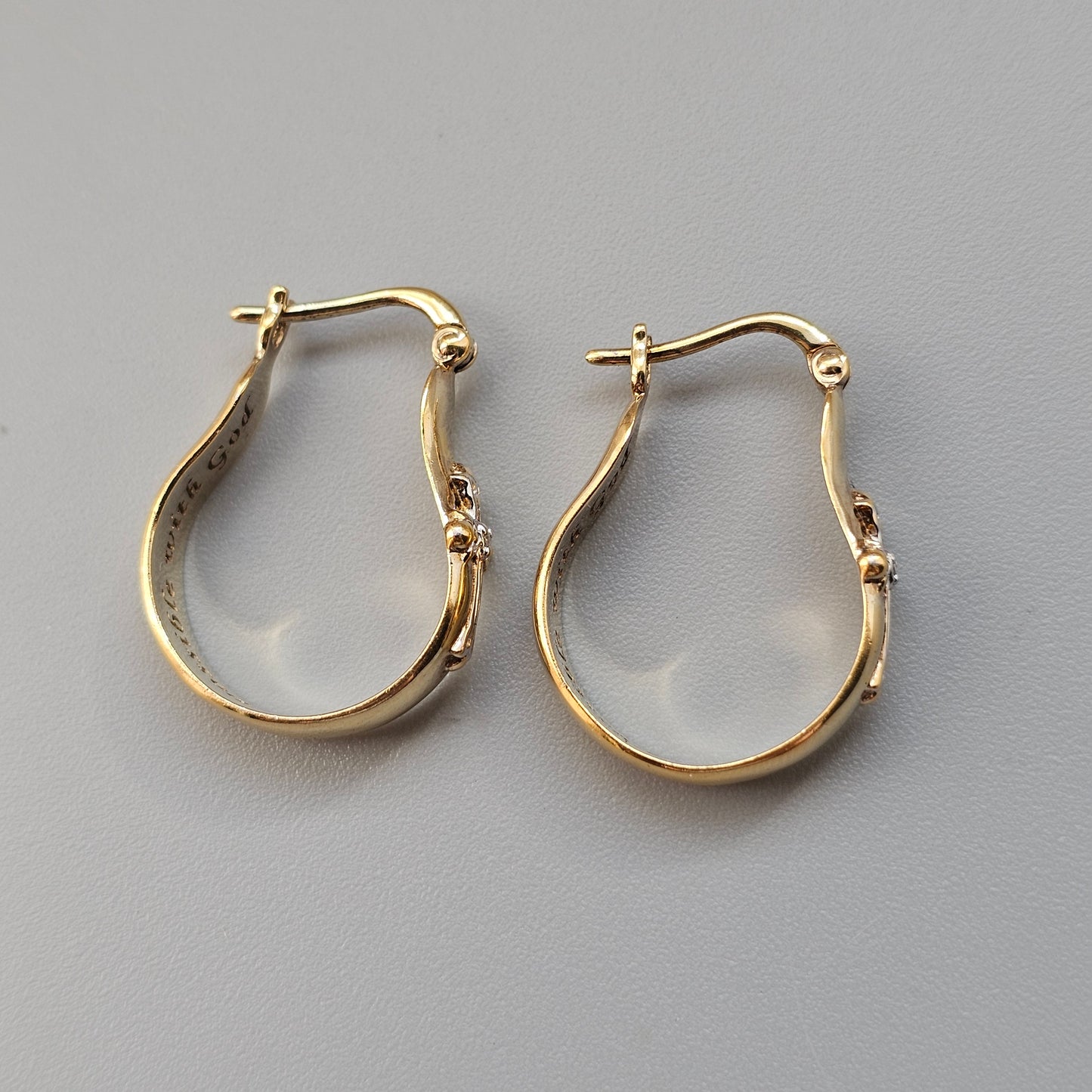 Bradford Exchange Gold Plated Sterling Silver Faith Hoop Earrings