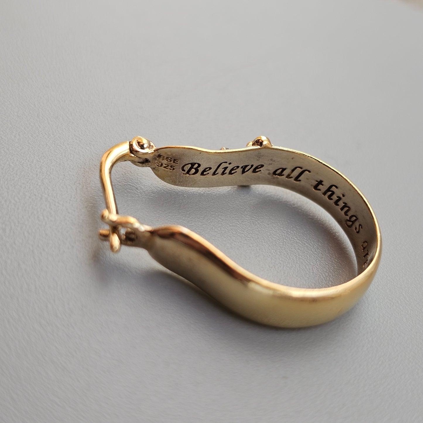 Bradford Exchange Gold Plated Sterling Silver Faith Hoop Earrings
