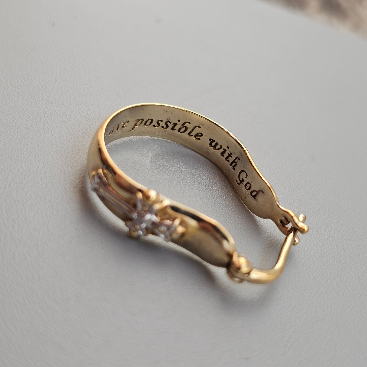 Bradford Exchange Gold Plated Sterling Silver Faith Hoop Earrings