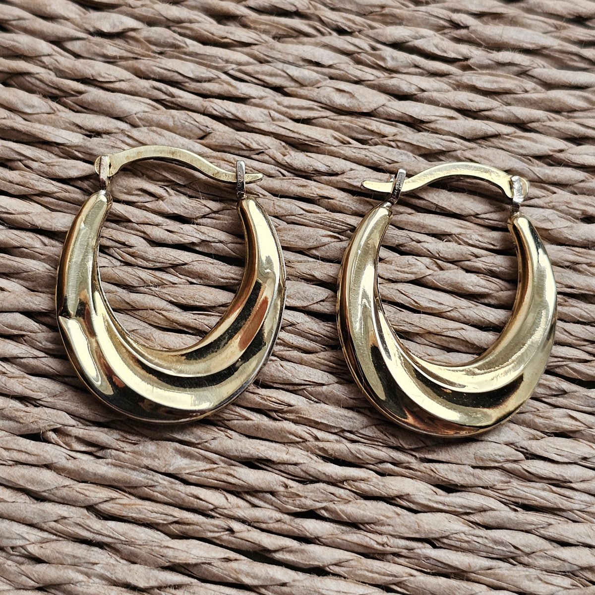 Sterling Silver & 9ct Gold Bonded Oval Hoop Earrings