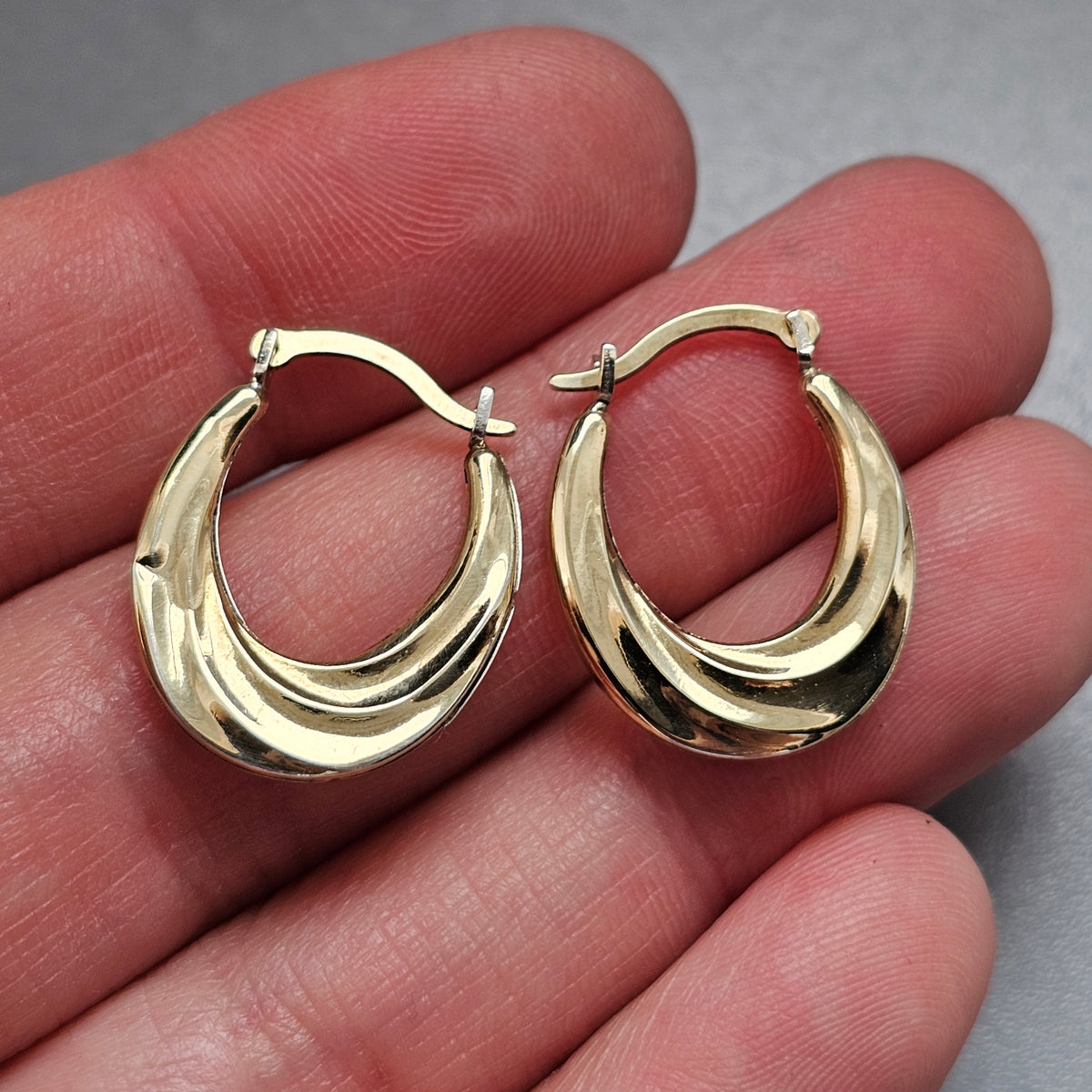Sterling Silver & 9ct Gold Bonded Oval Hoop Earrings