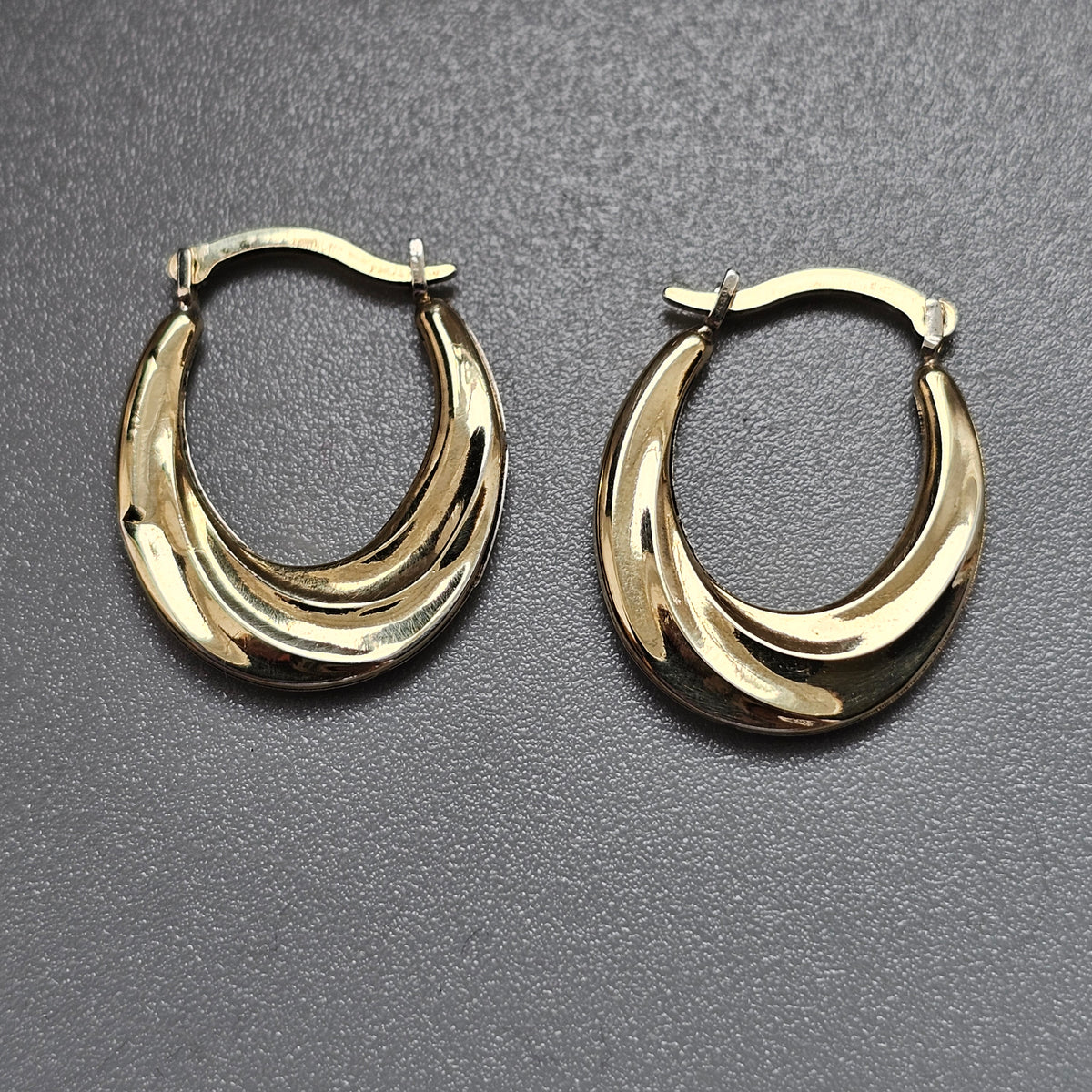 Sterling Silver & 9ct Gold Bonded Oval Hoop Earrings