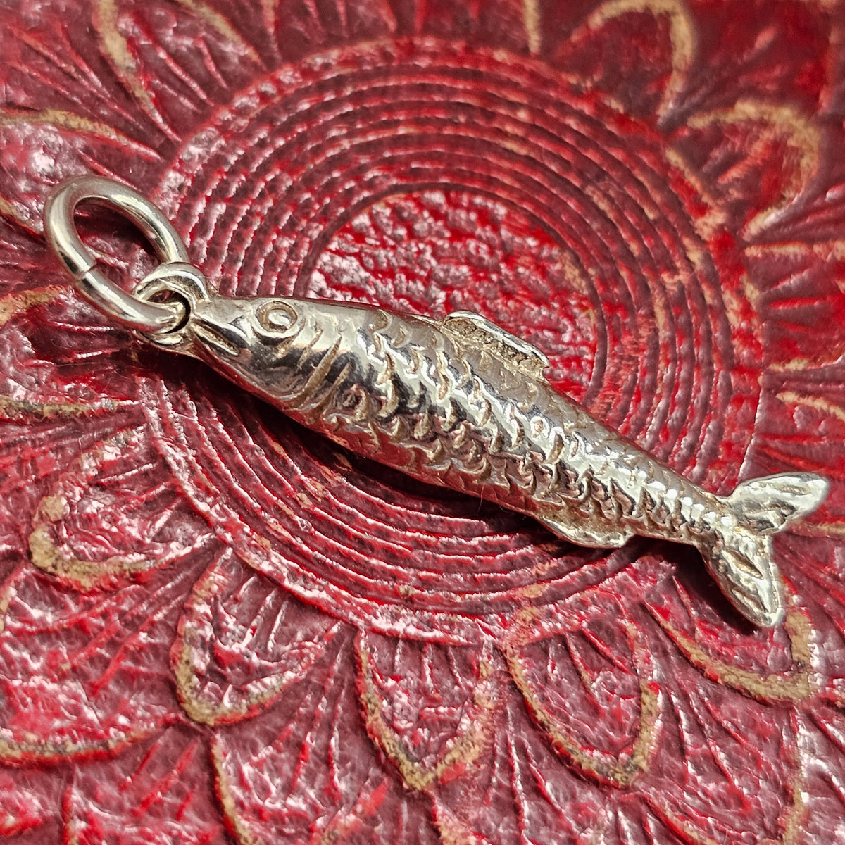 Vintage Silver Fish Charm Pendant