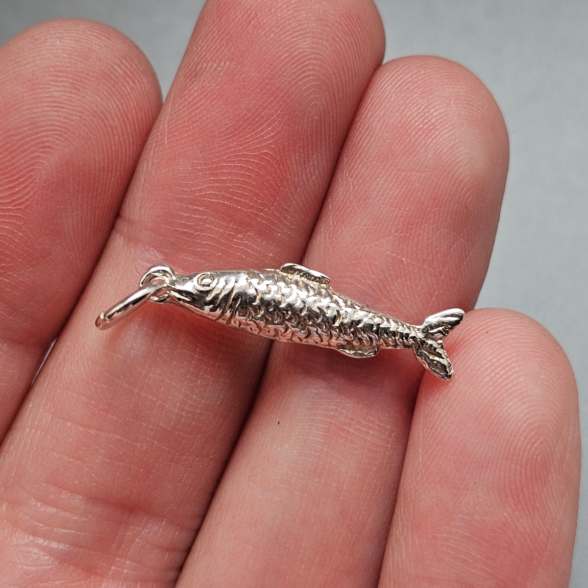 Vintage Silver Fish Charm Pendant