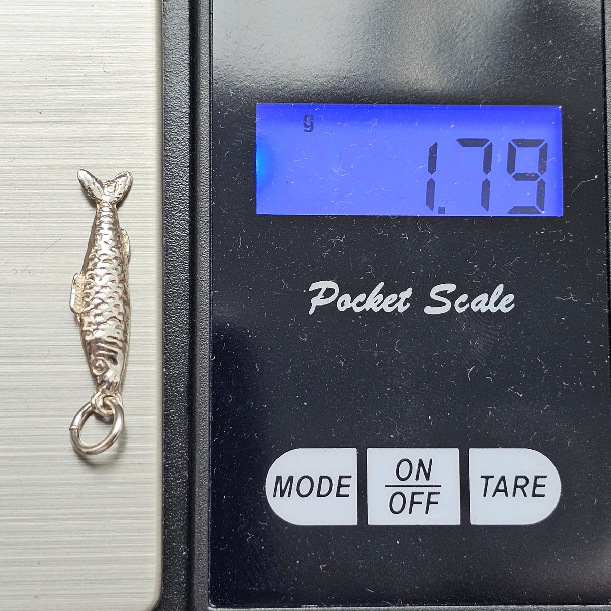 Vintage Silver Fish Charm Pendant