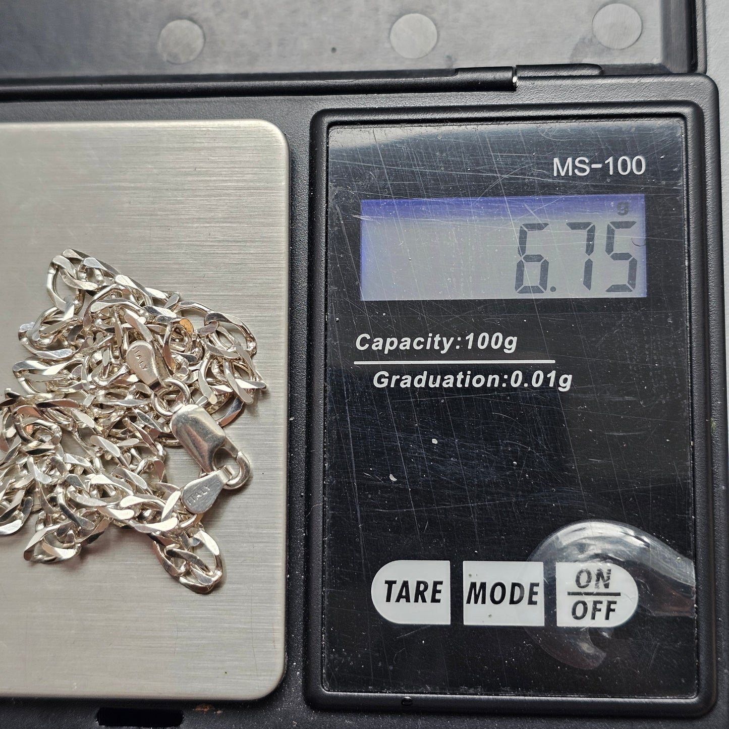 Italian Sterling Silver Curb Chain Necklace 45cm