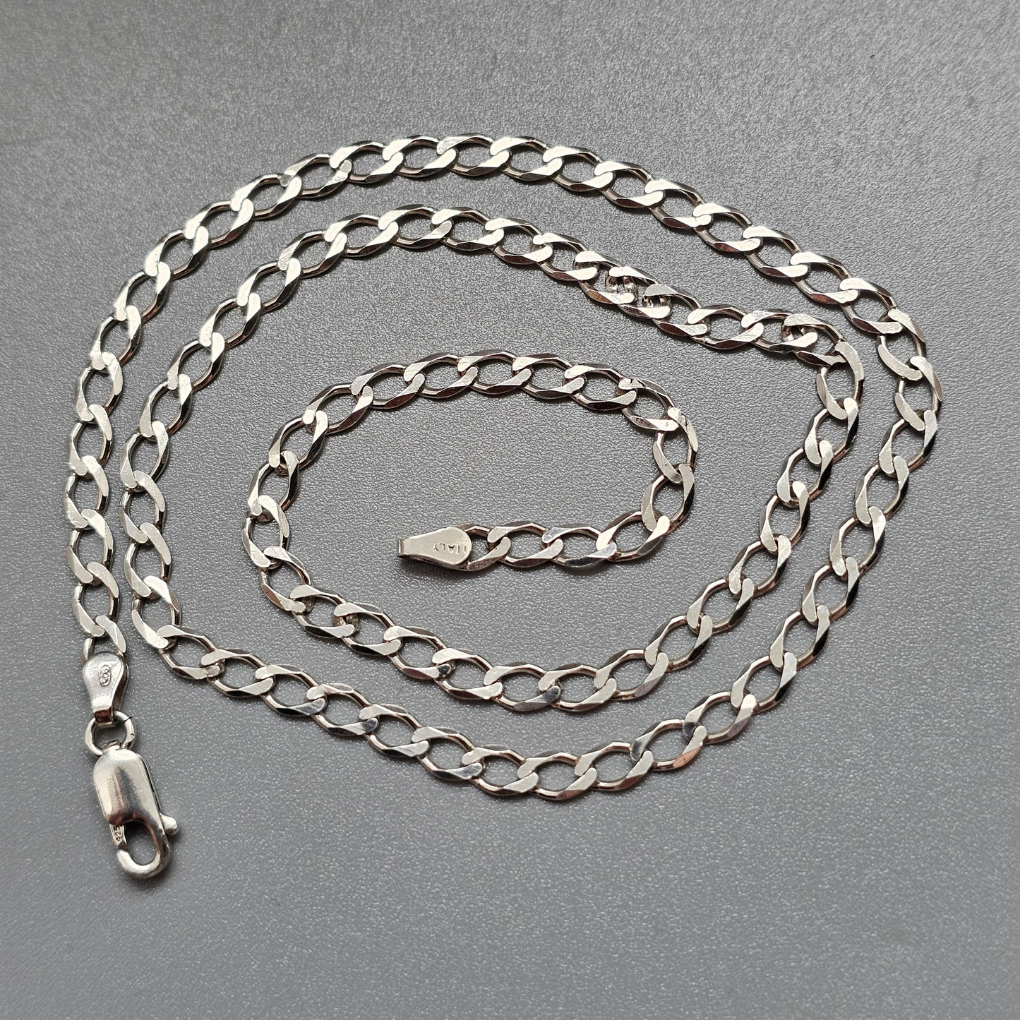 Italian Sterling Silver Curb Chain Necklace 45cm