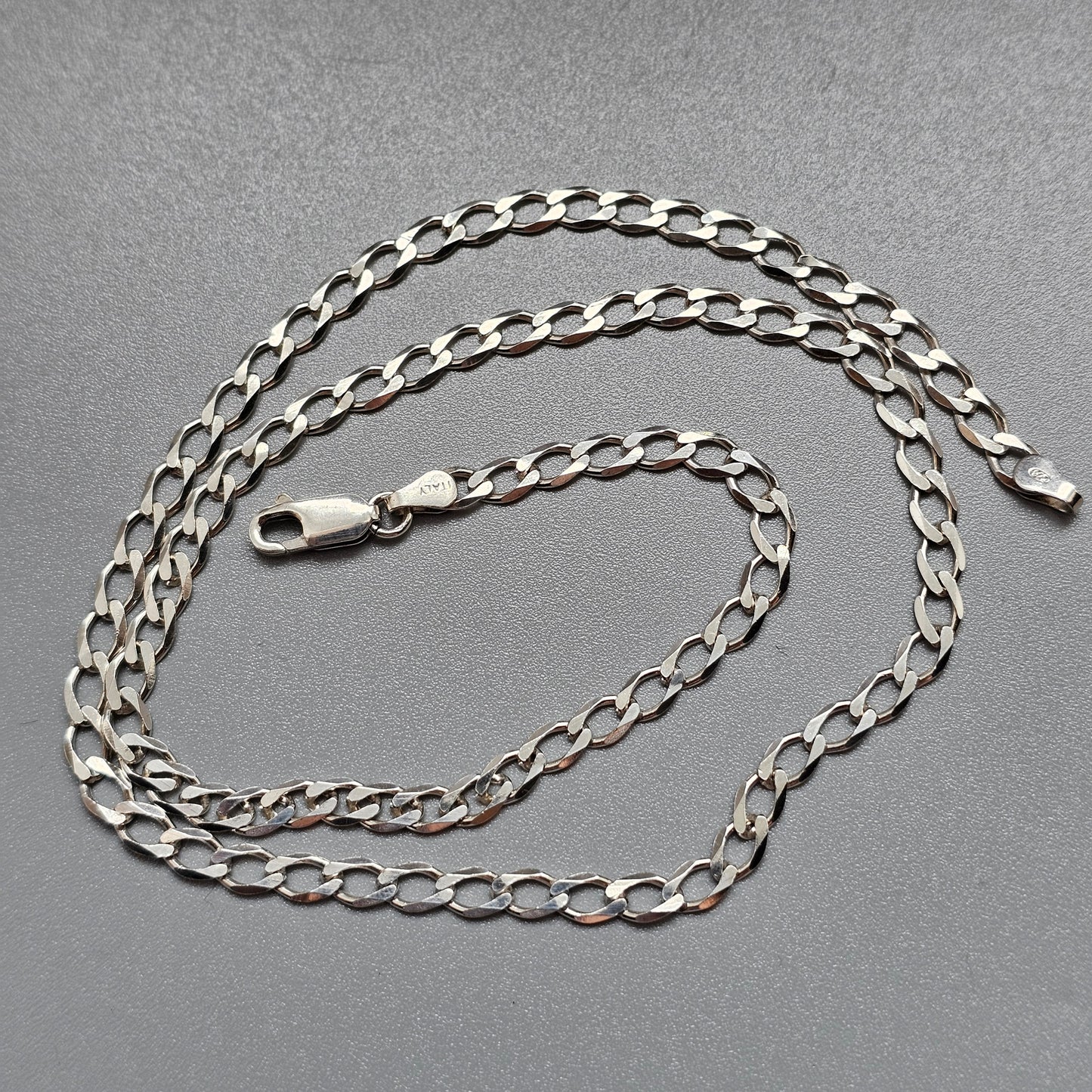 Italian Sterling Silver Curb Chain Necklace 45cm