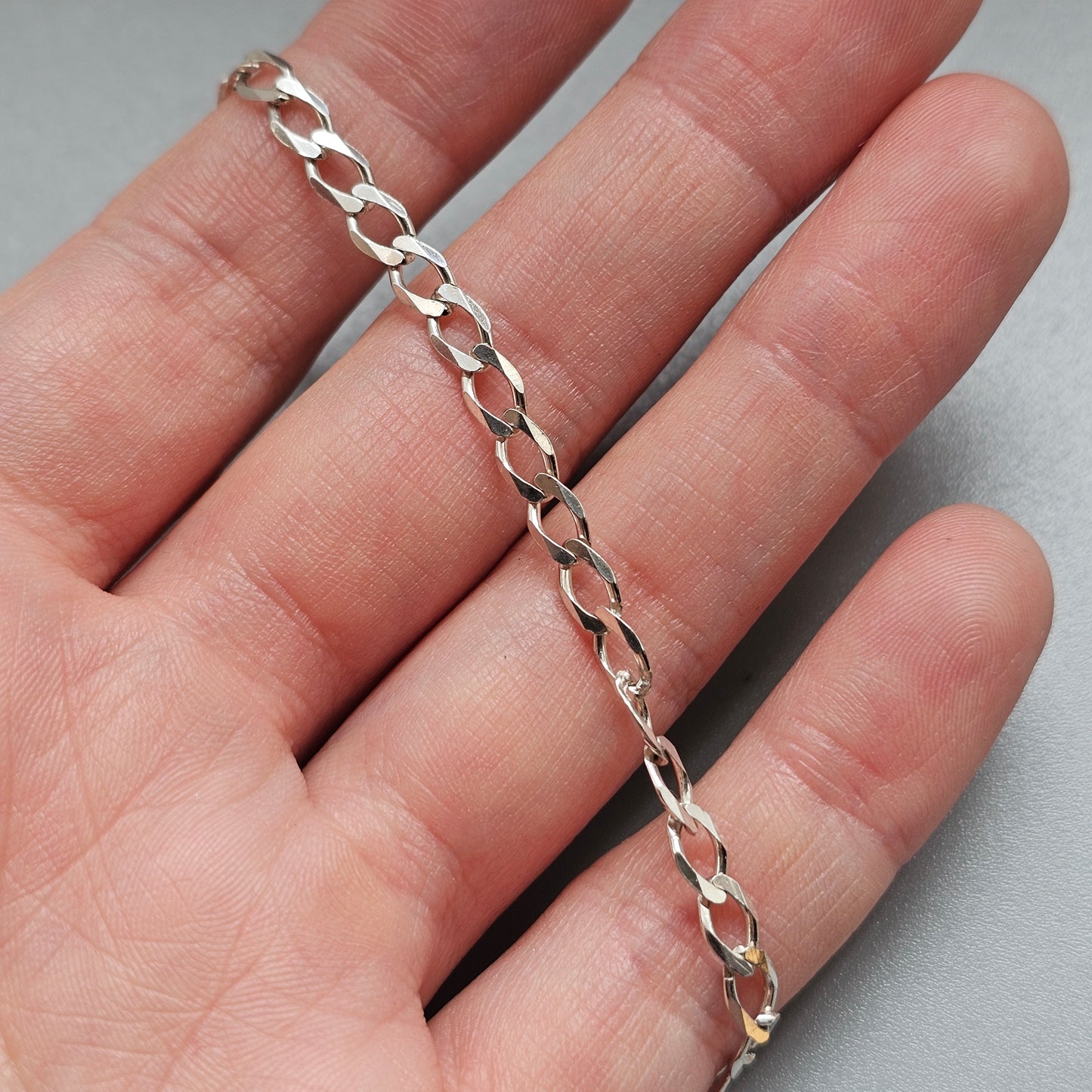 Italian Sterling Silver Curb Chain Necklace 45cm