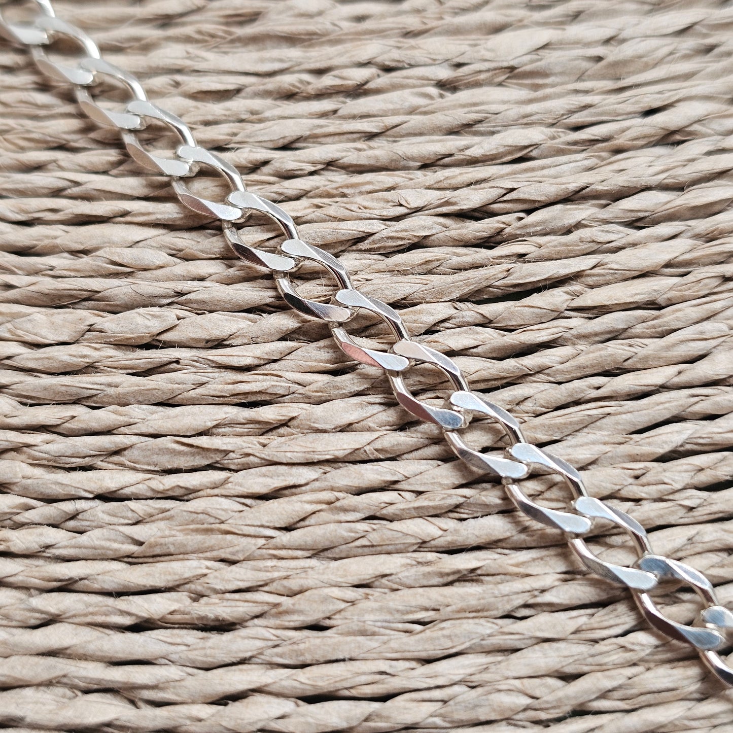 Italian Sterling Silver Curb Chain Necklace 45cm