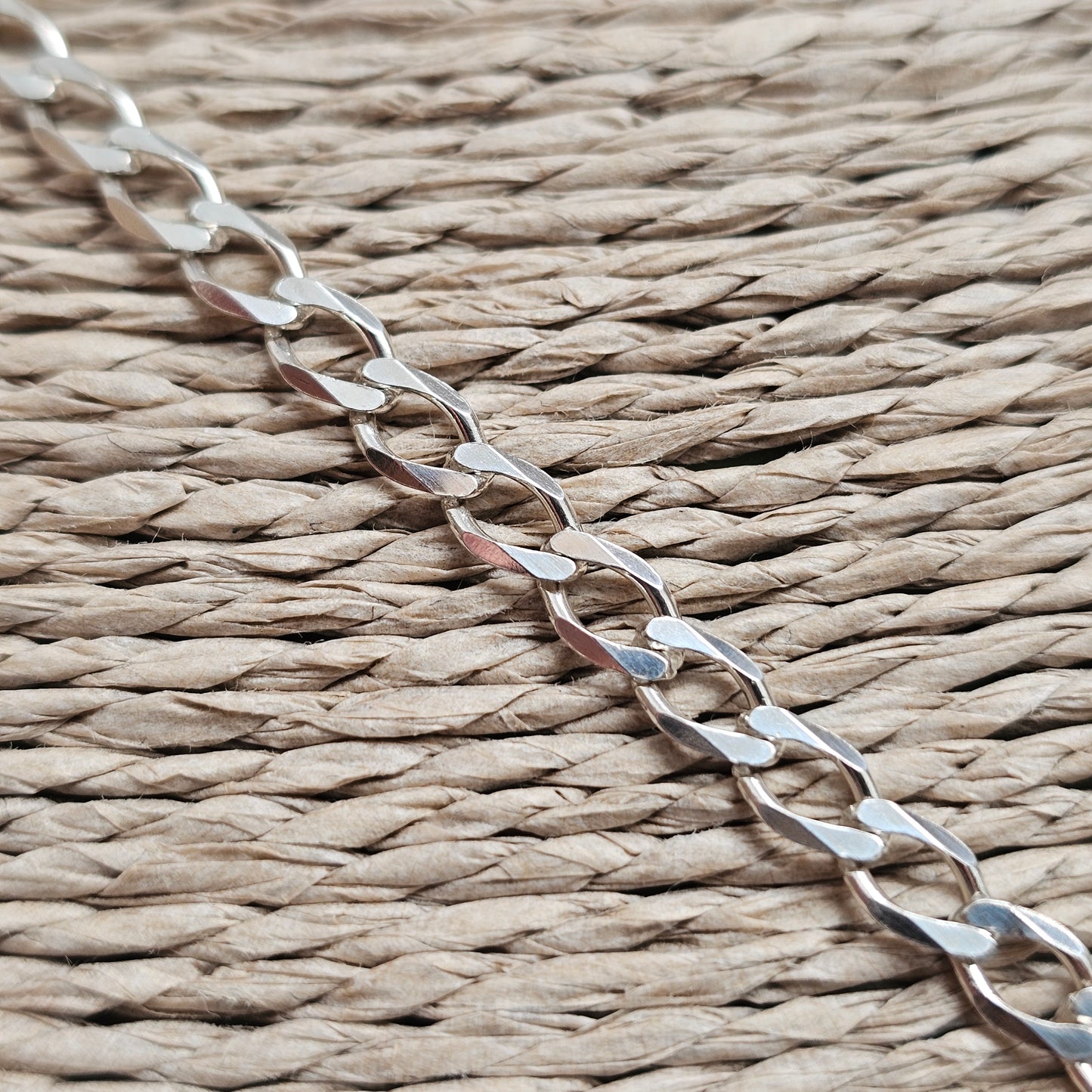 Italian Sterling Silver Curb Chain Necklace 45cm