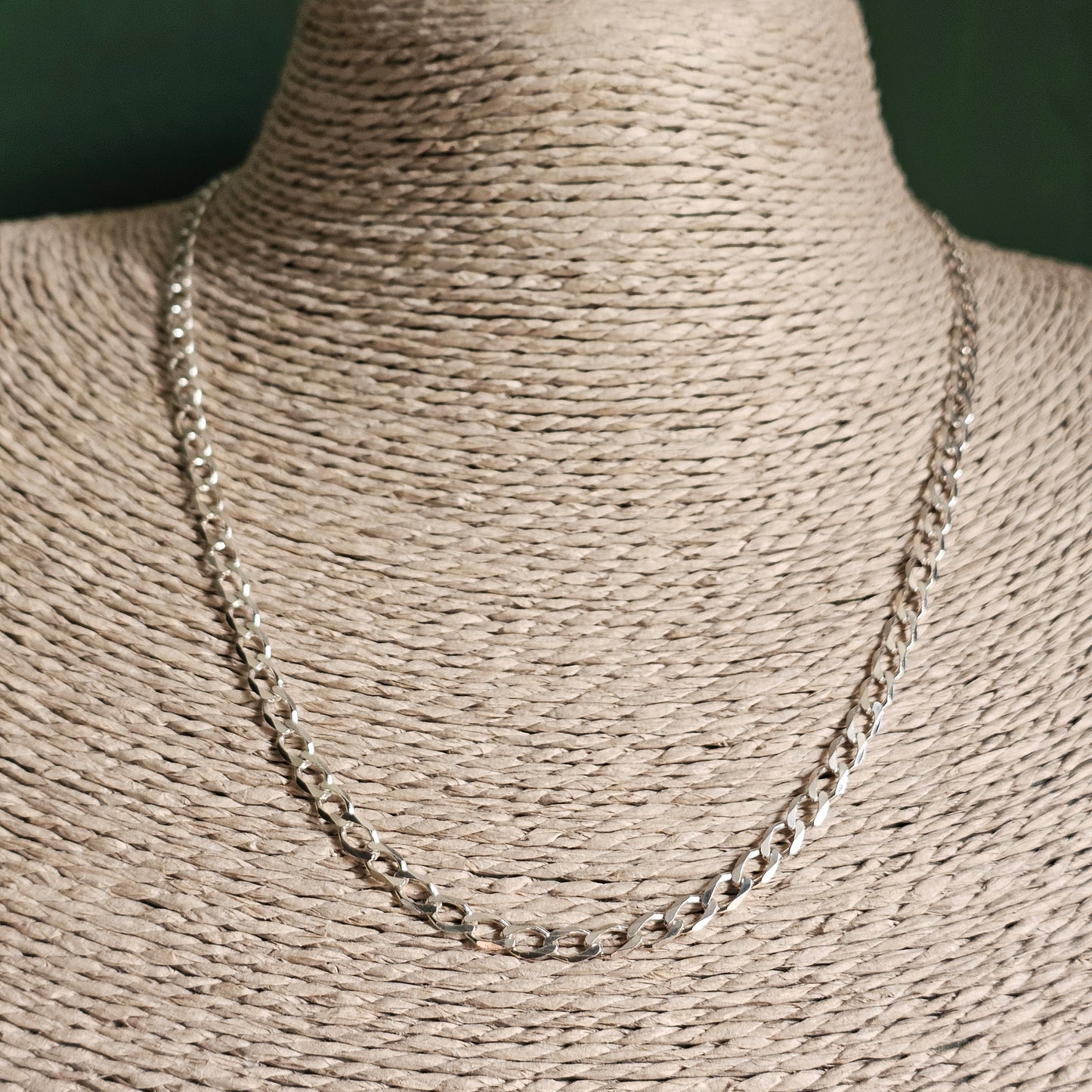 Italian Sterling Silver Curb Chain Necklace 45cm
