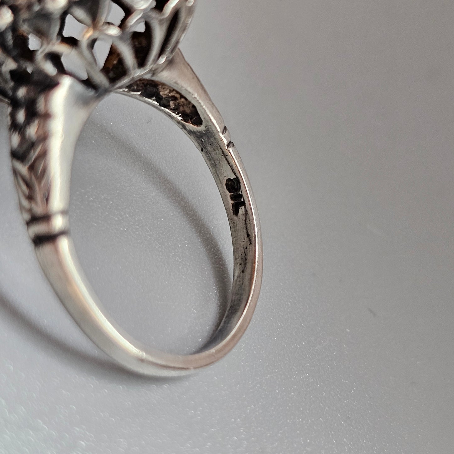 Vintage Silver Victorian Revival Cameo Ring