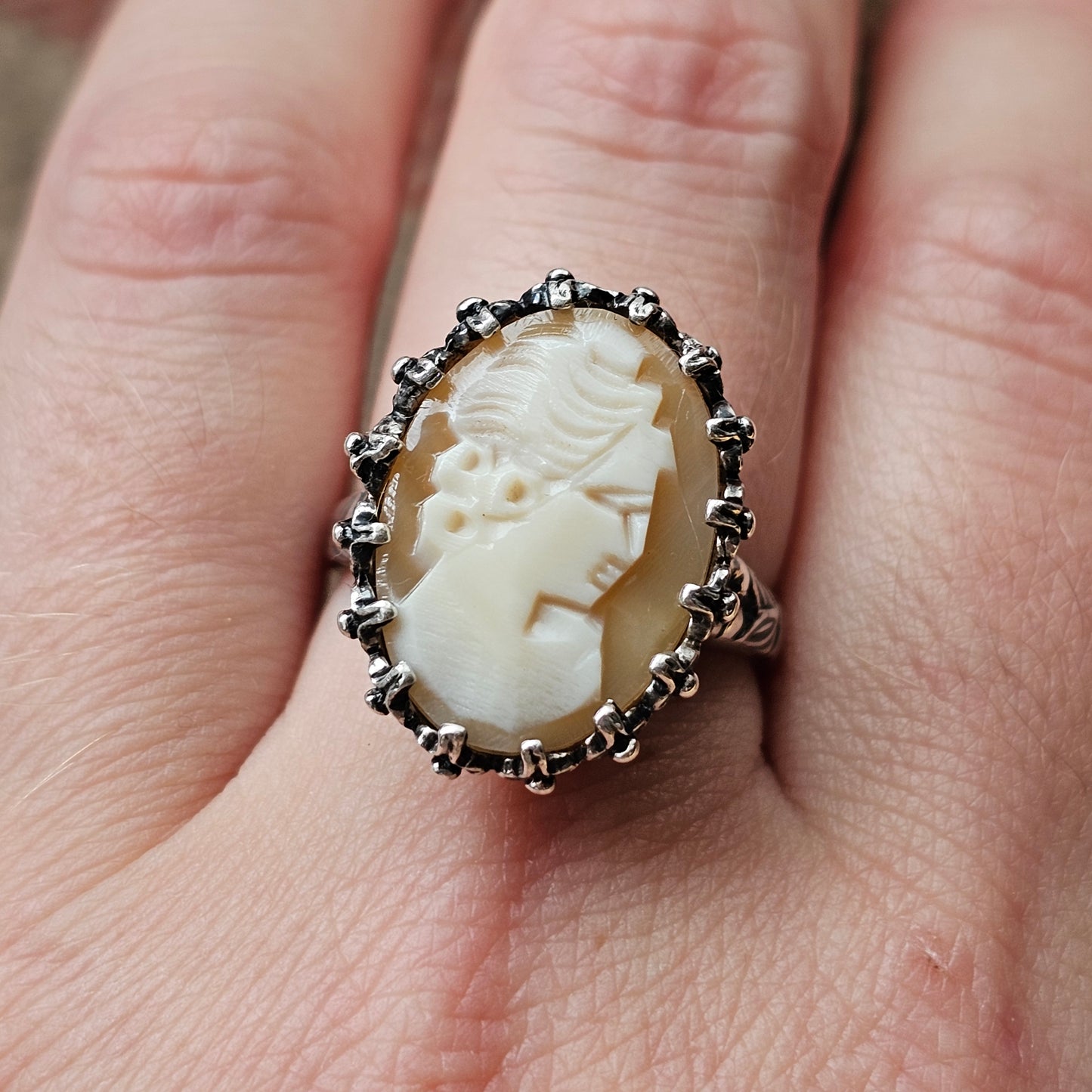 Vintage Silver Victorian Revival Cameo Ring