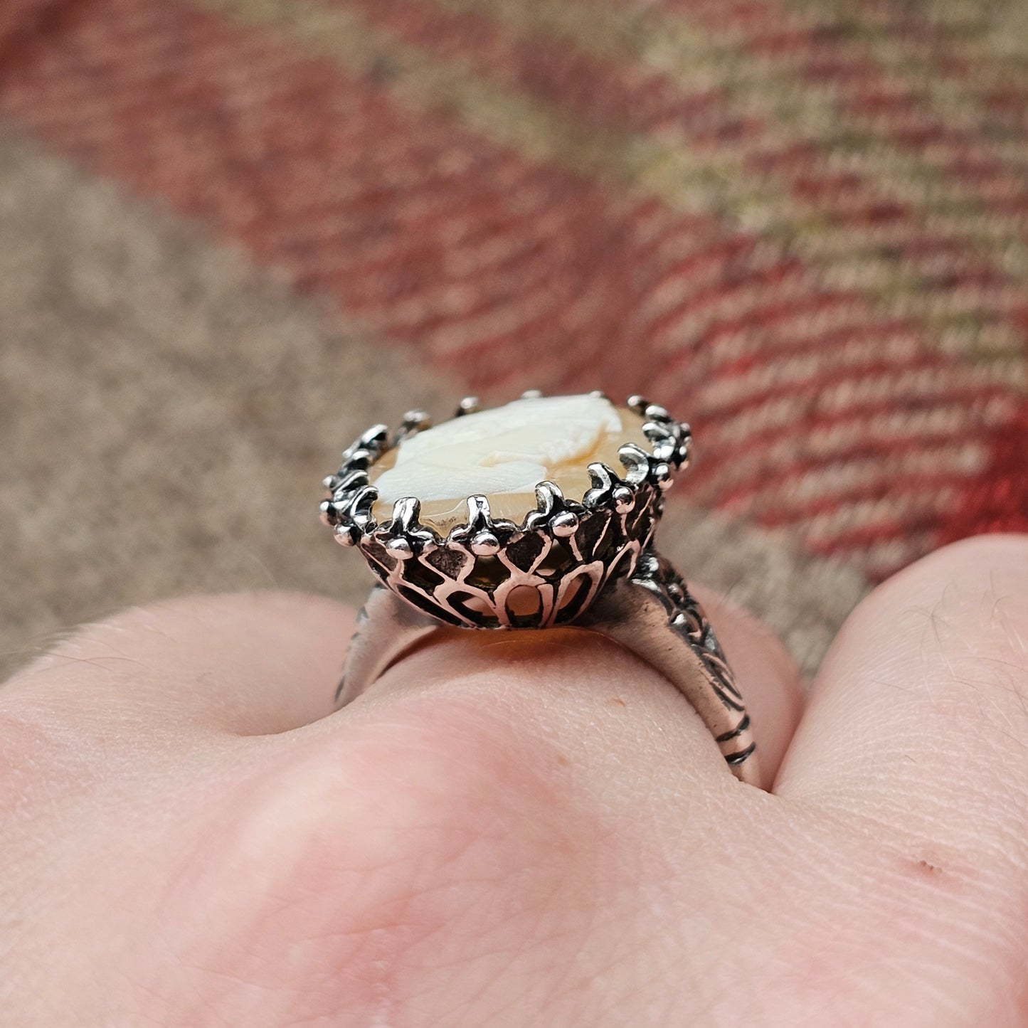 Vintage Silver Victorian Revival Cameo Ring