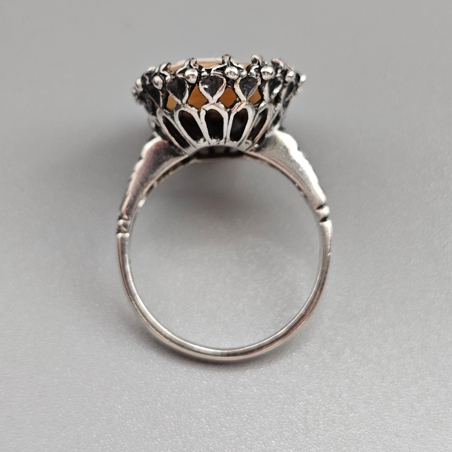 Vintage Silver Victorian Revival Cameo Ring