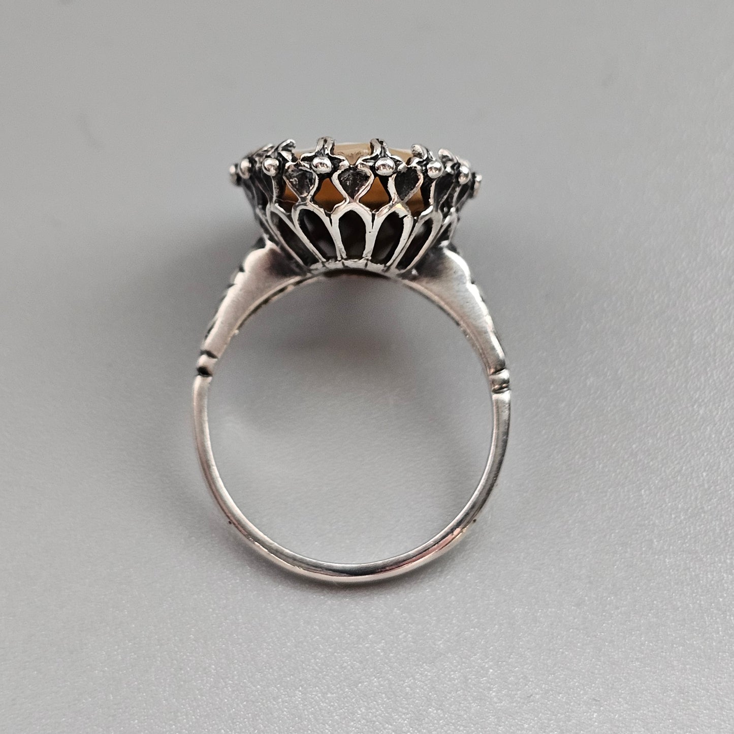 Vintage Silver Victorian Revival Cameo Ring