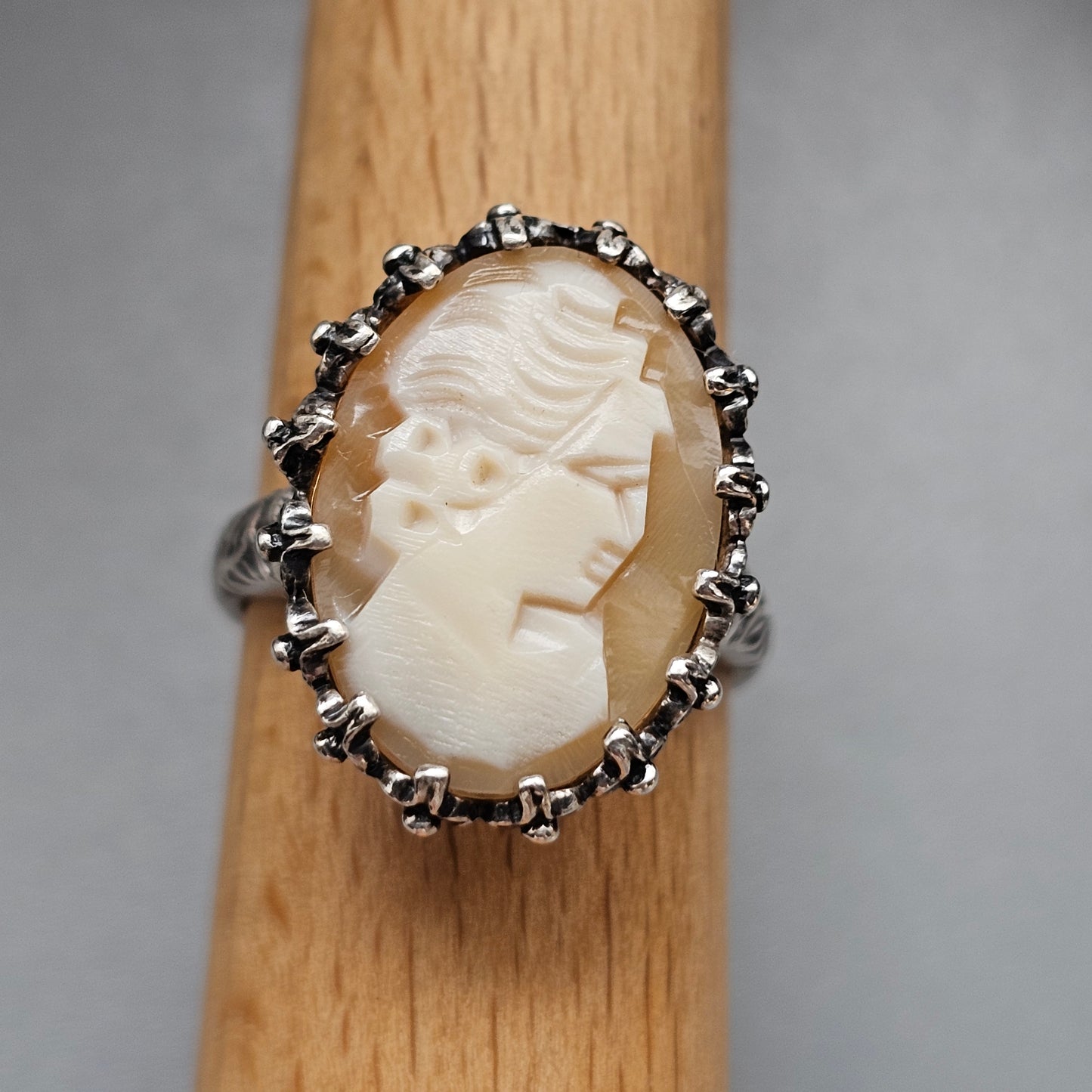 Vintage Silver Victorian Revival Cameo Ring