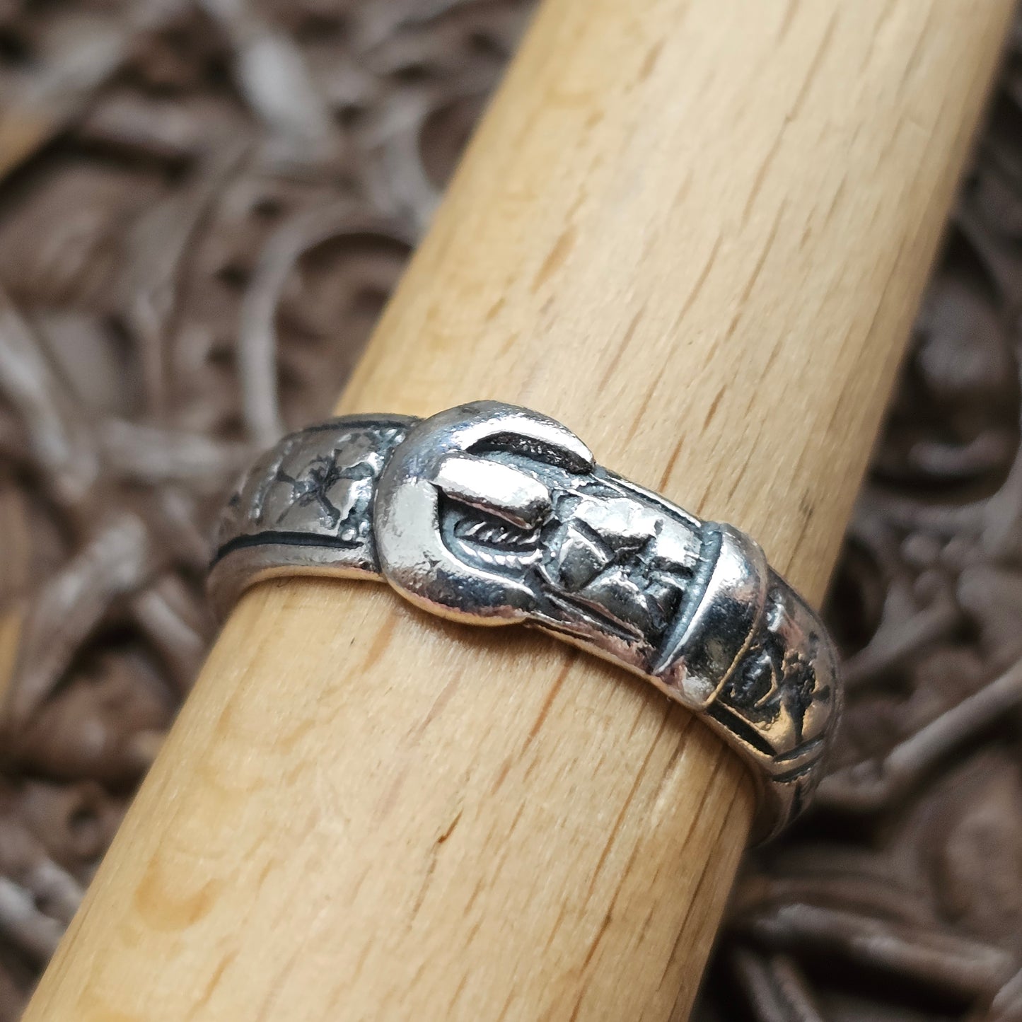 Vintage Silver Victorian Revival Buckle Ring