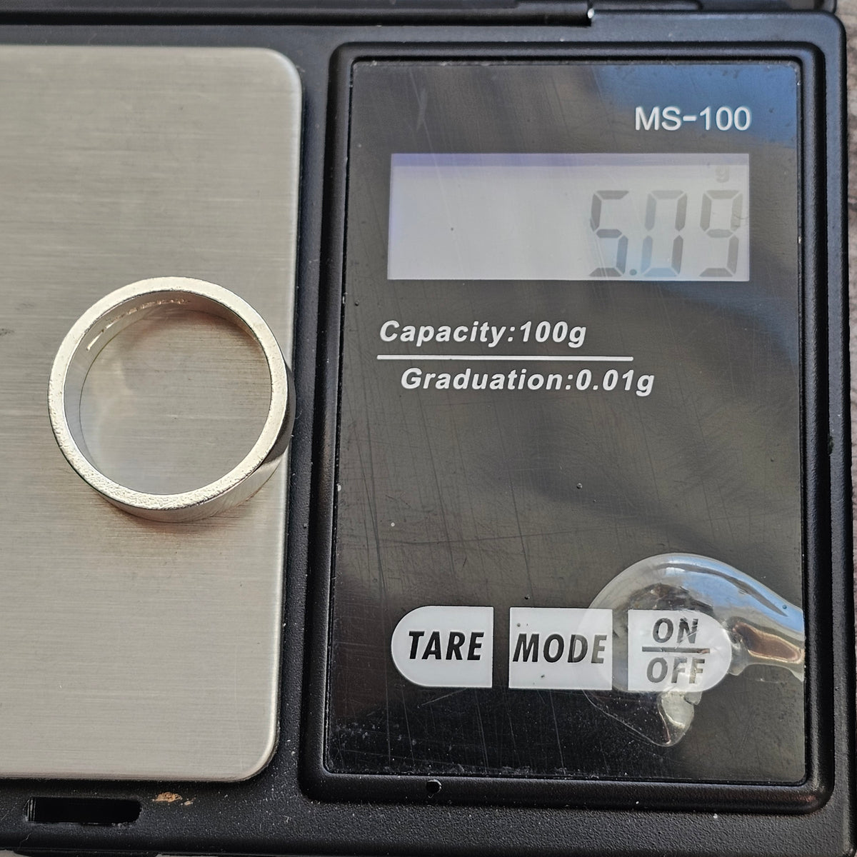 Vintage 1990s Sterling Silver Wide Band Ring 1999
