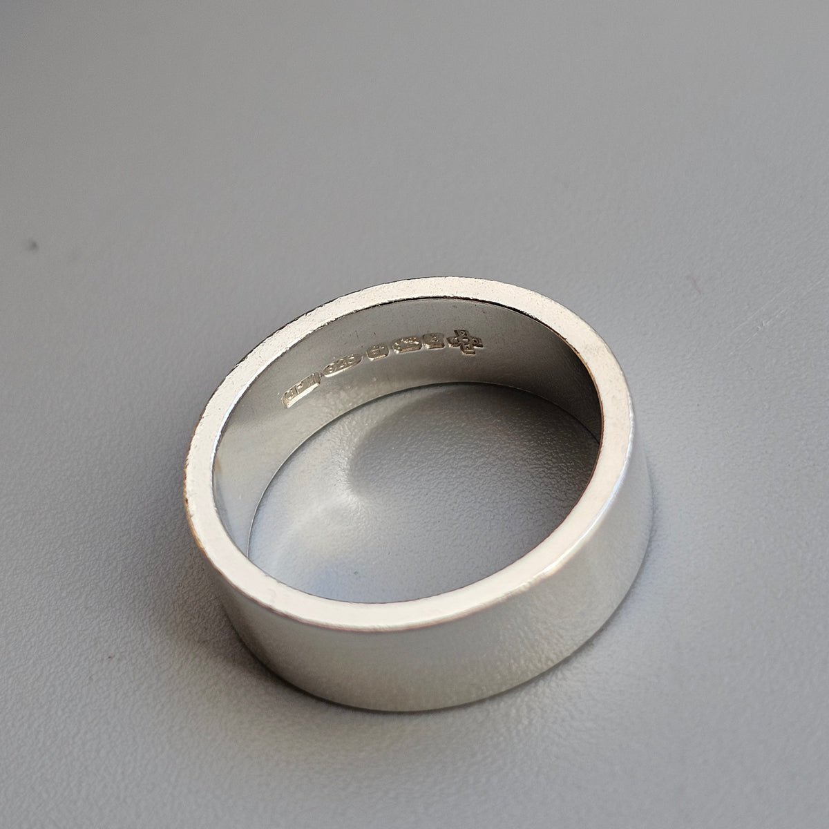 Vintage 1990s Sterling Silver Wide Band Ring 1999