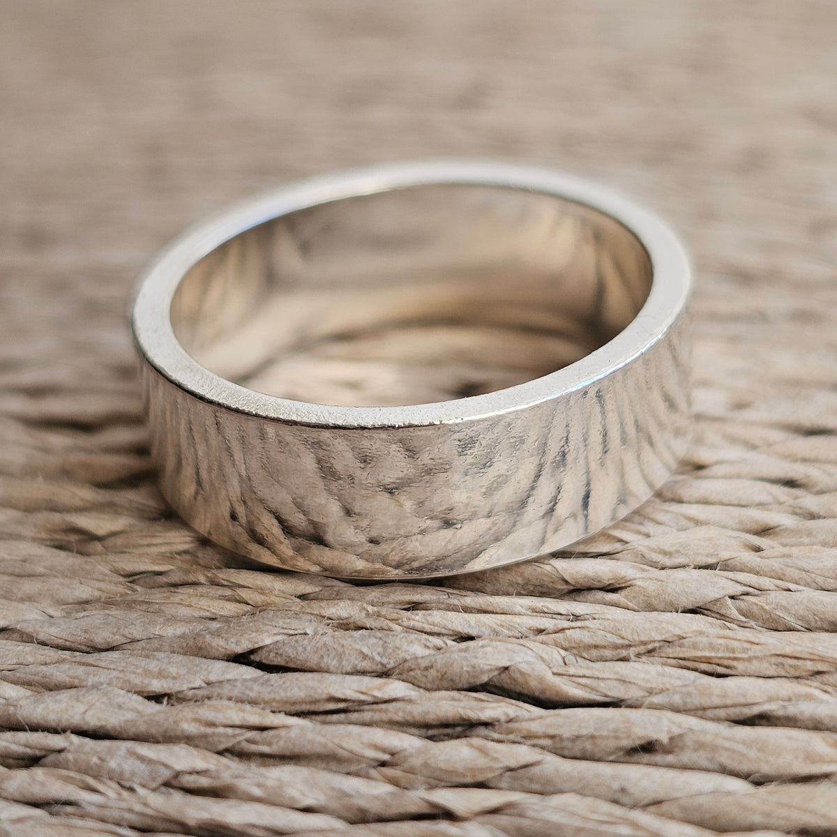 Vintage 1990s Sterling Silver Wide Band Ring 1999