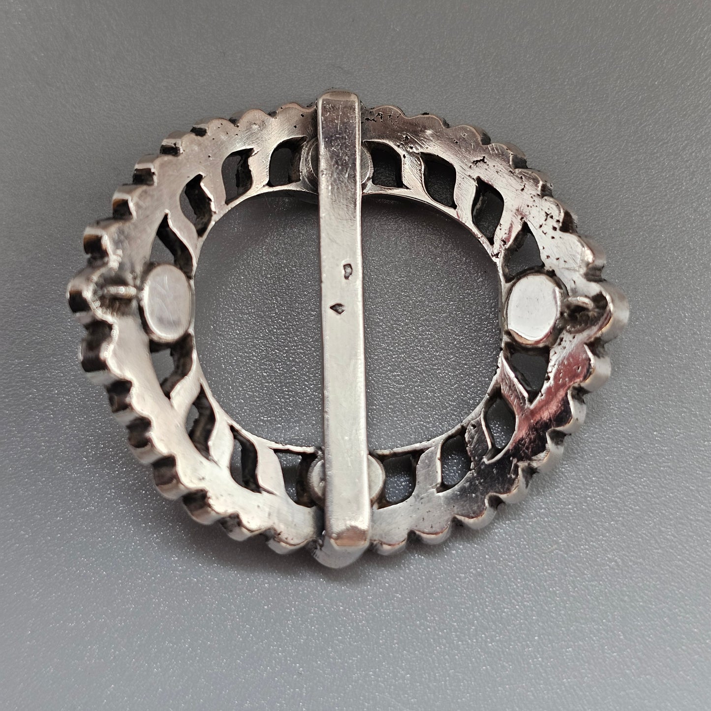 Antique Georgian to Victorian French Silver & Paste Shoe Buckle Pair