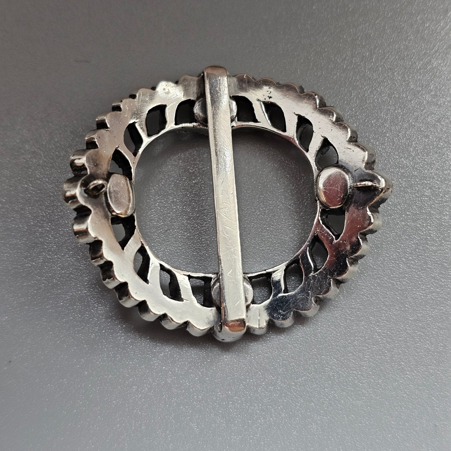 Antique Georgian to Victorian French Silver & Paste Shoe Buckle Pair