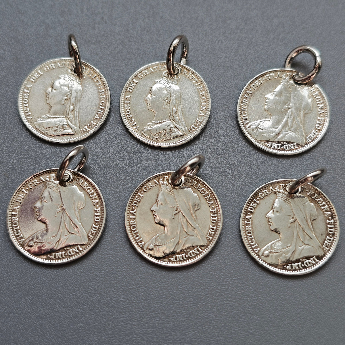 Antique Victorian Silver Threepence Coin Charm Pendant 1890s