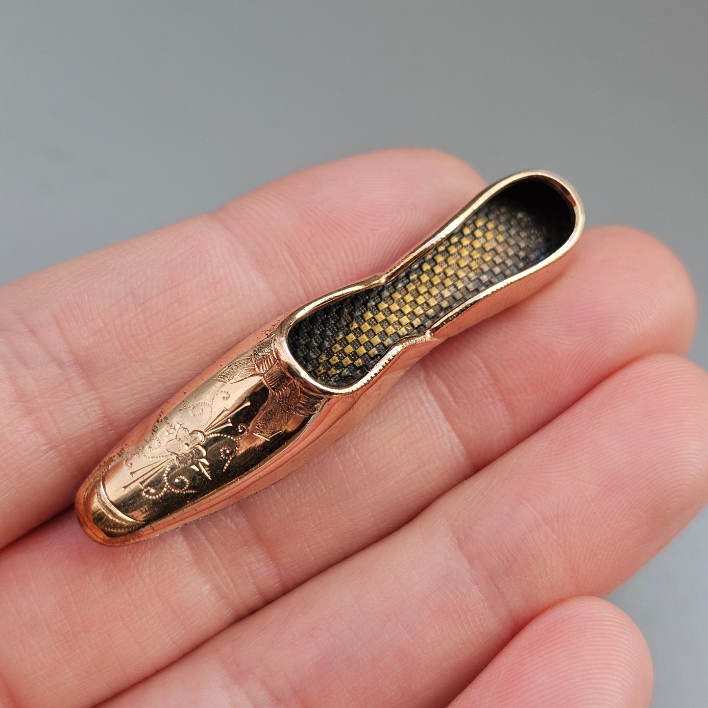 Antique Edwardian Gold Plated Novelty Shoe Brooch