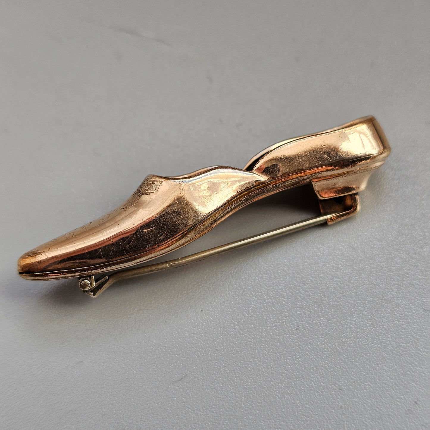 Antique Edwardian Gold Plated Novelty Shoe Brooch
