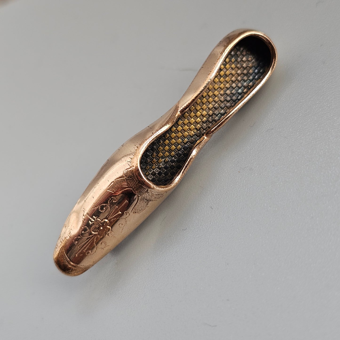 Antique Edwardian Gold Plated Novelty Shoe Brooch