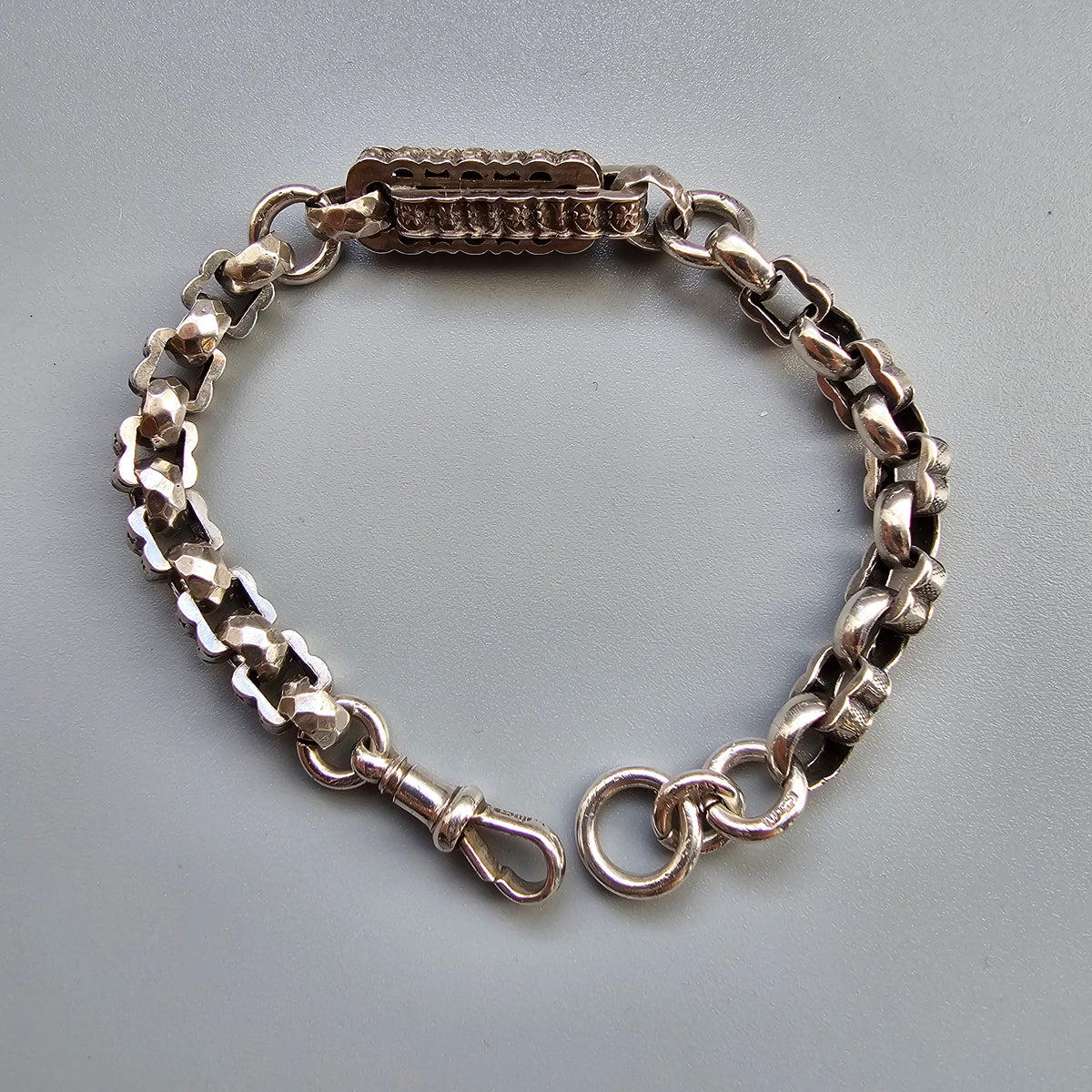 Antique Victorian Sterling Silver Albert Chain Bracelet