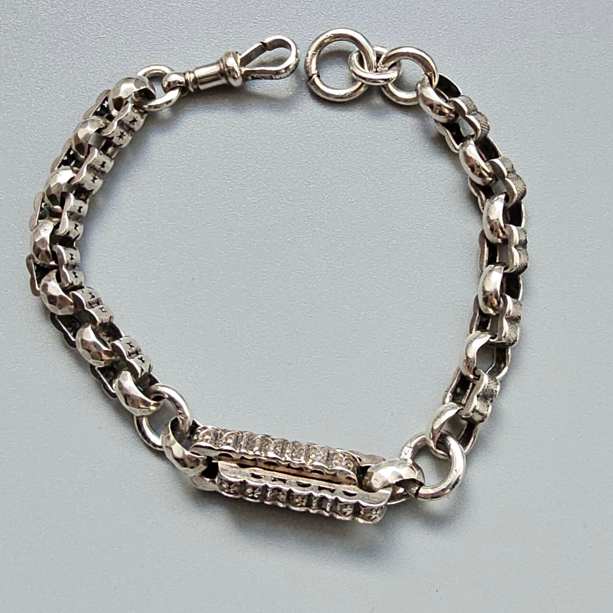 Antique Victorian Sterling Silver Albert Chain Bracelet