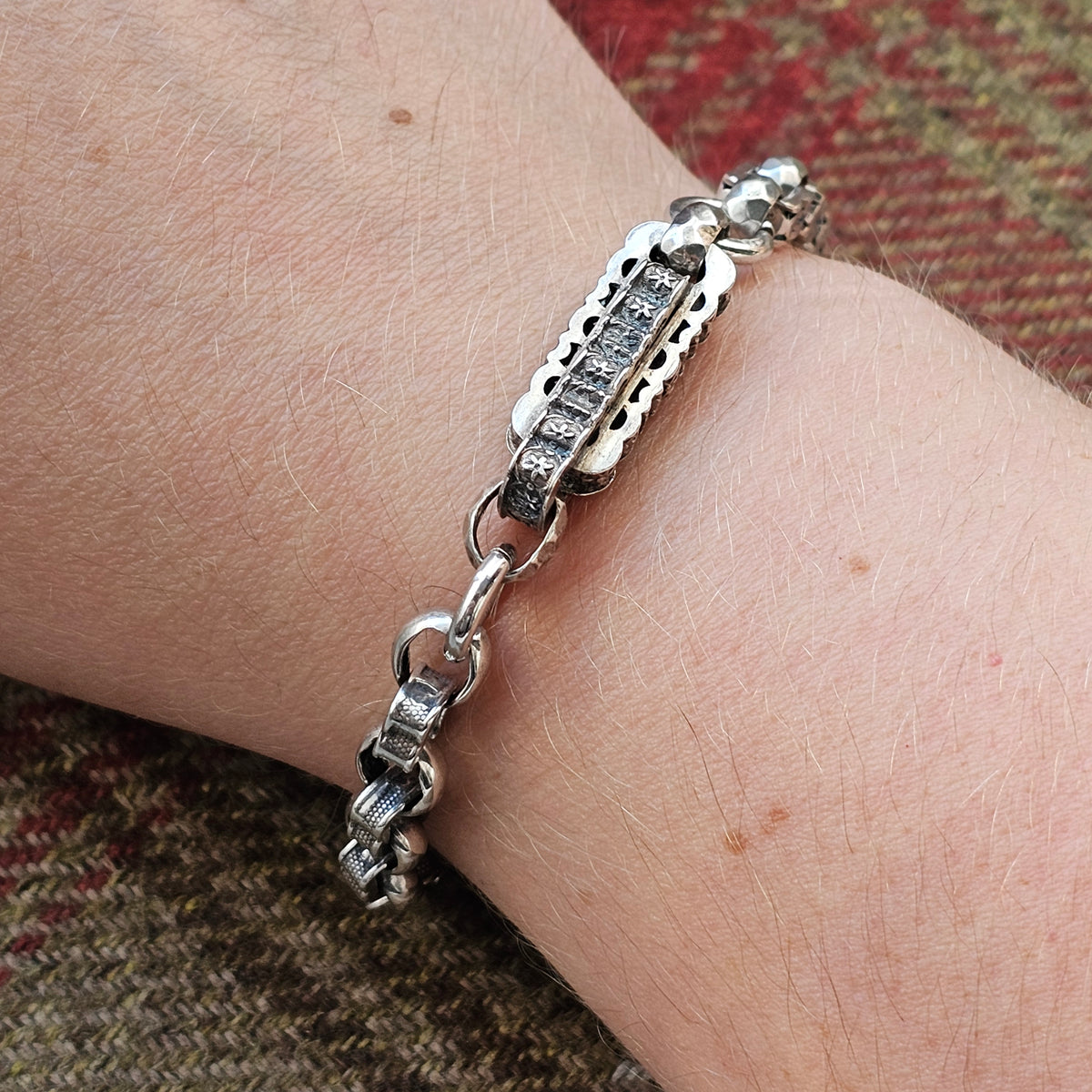 Antique Victorian Sterling Silver Albert Chain Bracelet