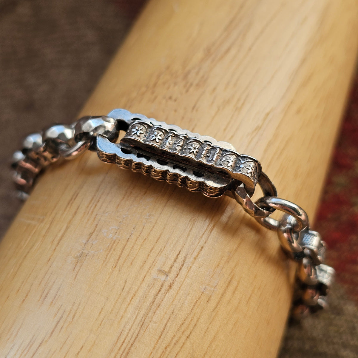 Antique Victorian Sterling Silver Albert Chain Bracelet