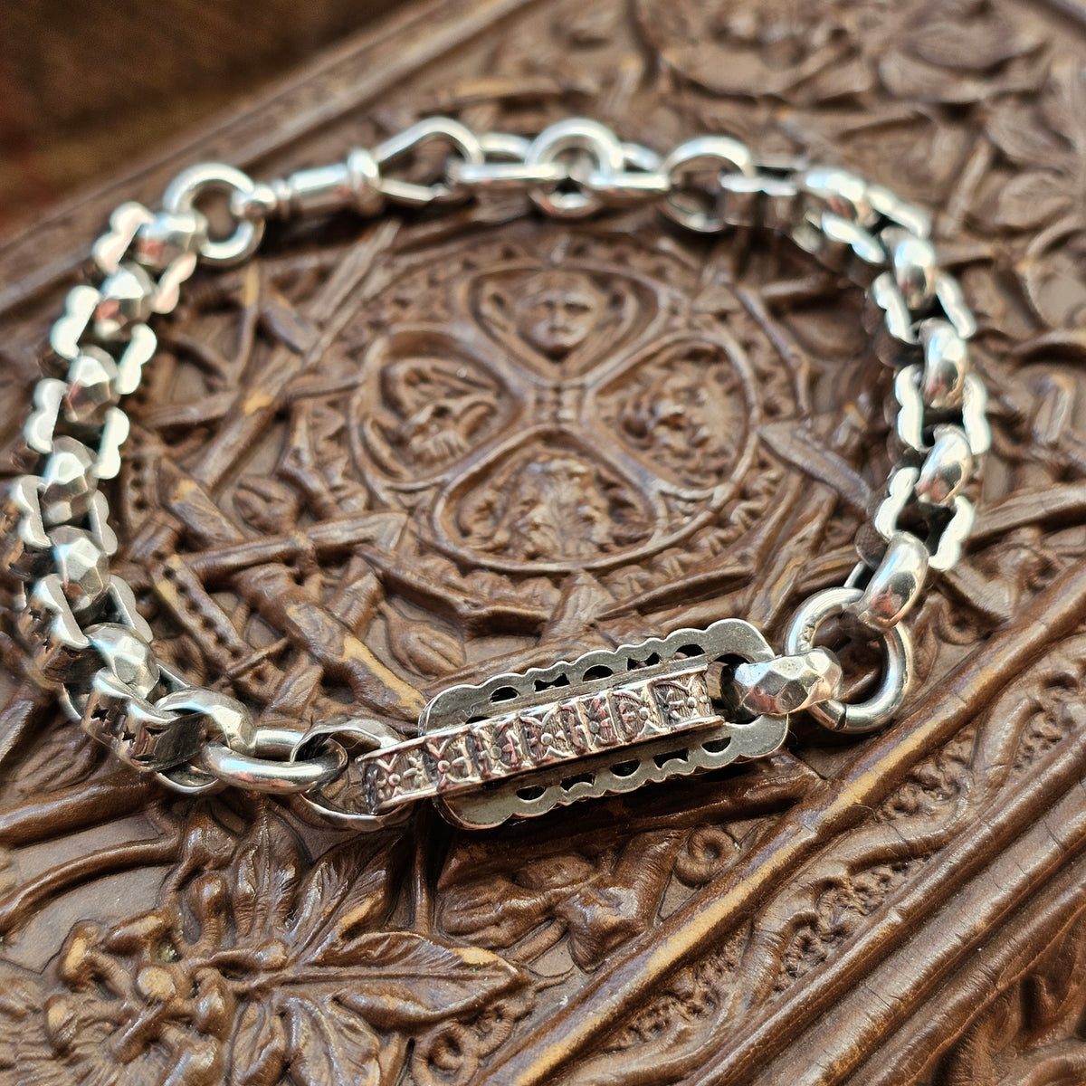 Antique Victorian Sterling Silver Albert Chain Bracelet