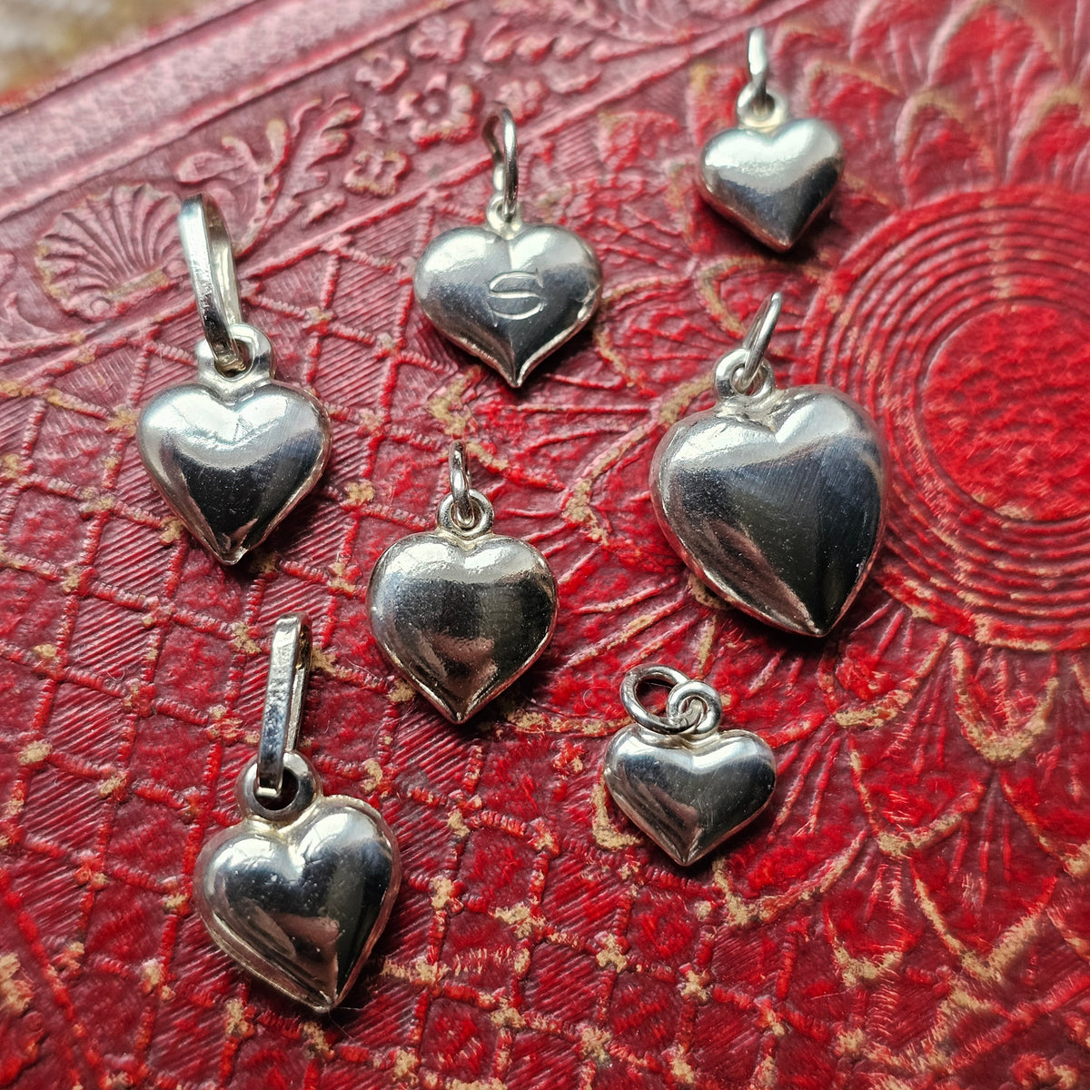 Small Silver Heart Charm Pendants