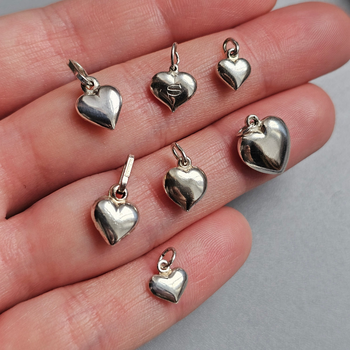 Small Silver Heart Charm Pendants