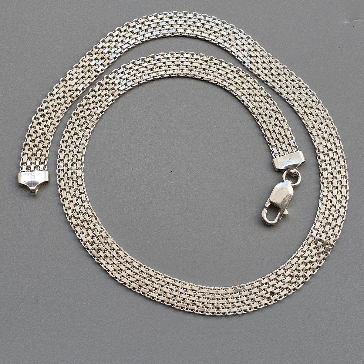 Sterling Silver Woven Mesh Collar Necklace