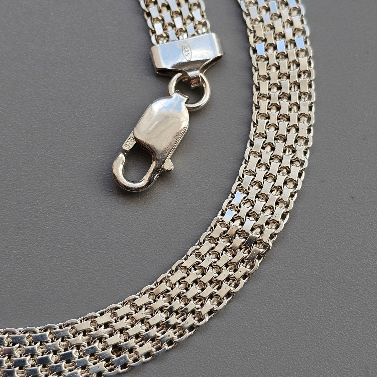Sterling Silver Woven Mesh Collar Necklace