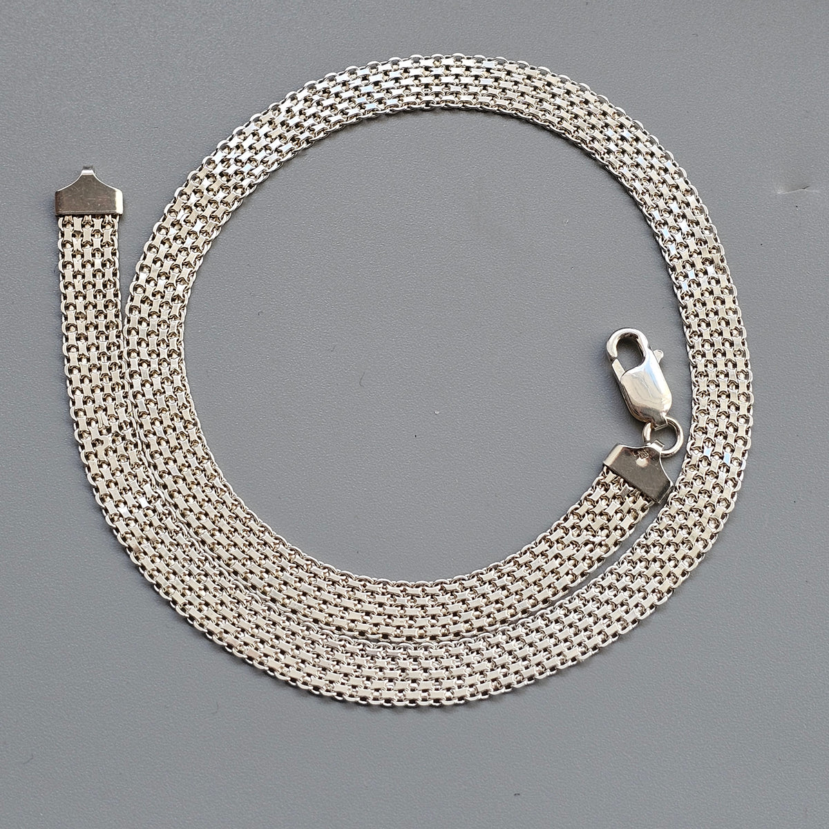 Sterling Silver Woven Mesh Collar Necklace